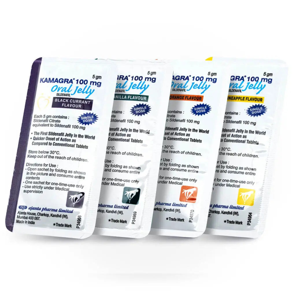Kamagra Oral Jelly 100mg - 7 Assorted Flavors (1 Week Pack) MelbourneMelanoPeptides